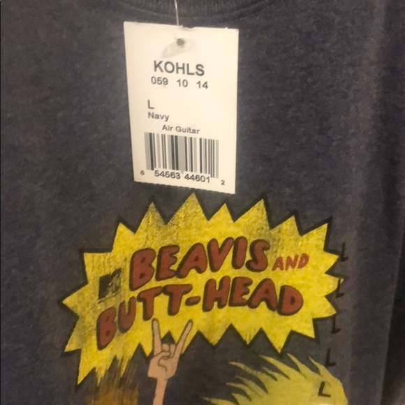 Officially Licensed MTV’s Beavis & Butt-Head Air Guitar Men’s LG Black T-Shirt - Picture 4 of 6